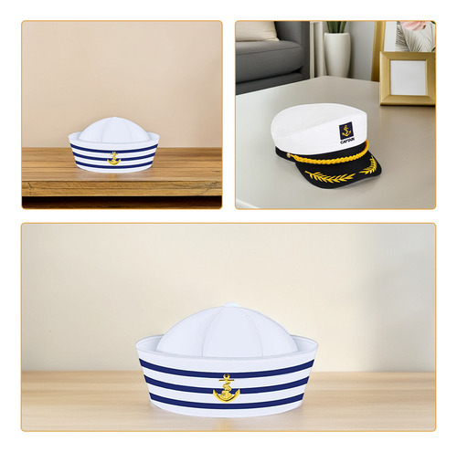 4 Sombreros De Capitán Y Marinero, Disfraz Náutico Ajustable