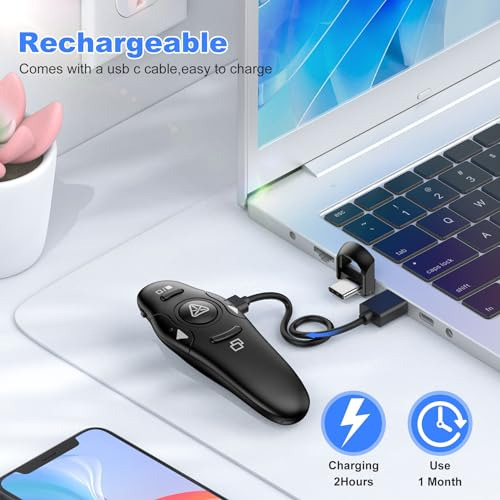 Pack Clicker Inalmbrico Usb-c Con Puntero Rojo Para Presenta