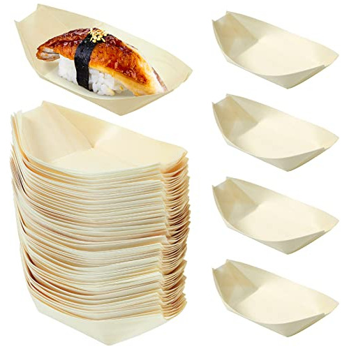 Barcos De Sushi Desechables De Bambú, 100pcs