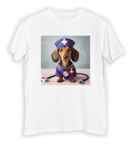 Remera Niño Perro Salchicha Medico Enfermera Salud