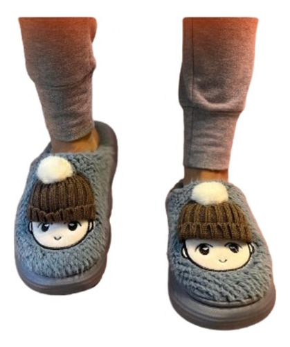 Pantufa Babuche Com Pelo Lã Pelucia Chinelo Forrado Adulto
