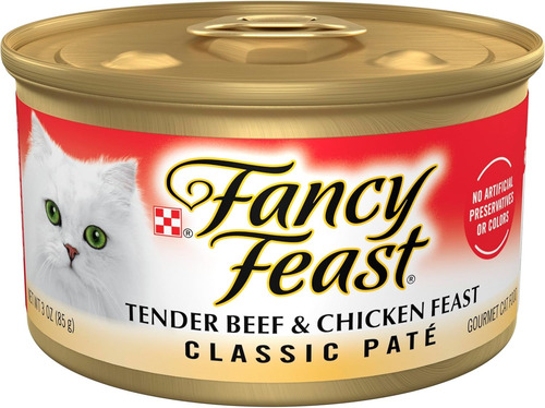 Fancy Feast Pate Sabor Pollo Y Carne 12 Latas De 3 Oz
