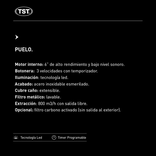 Campana De Cocina Tst Puelo 60cm. 3 Velocidades Luz Led Cuot
