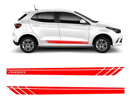 Faixa Lateral Fiat Argo 2018/2021 Adesivo Portas Decorativo Cor Vermelho