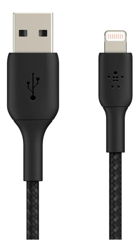 Cable Usb-a / Lightning Trenzado 1m Negro