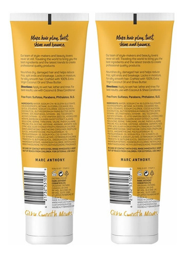 Hydrating Coconut Oil & Shea Butter Shampoo 250ml 2pack Por Marc Anthony True Professional