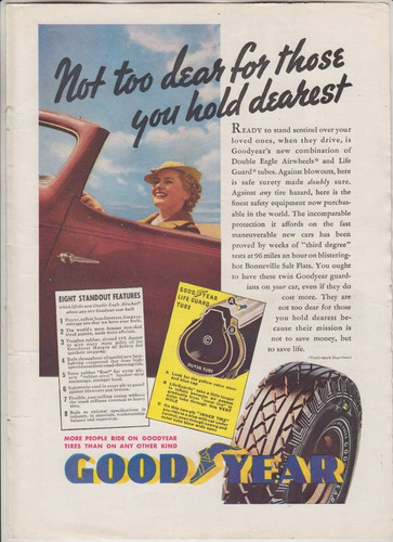 1936 Publicidad Neumaticos Goodyear Usa Vintage Clasicos