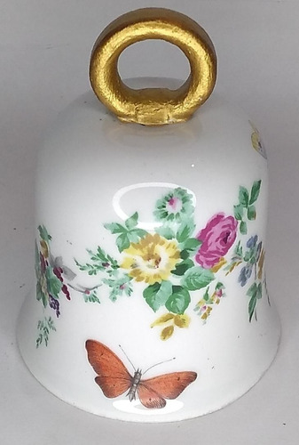 Campana De Porcelana Limoges Frances Con Dibujo De Flores Y 