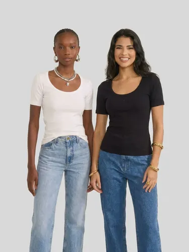 Kit 2 Peças Camiseta Feminina Slim Algodão Canelada Colcci