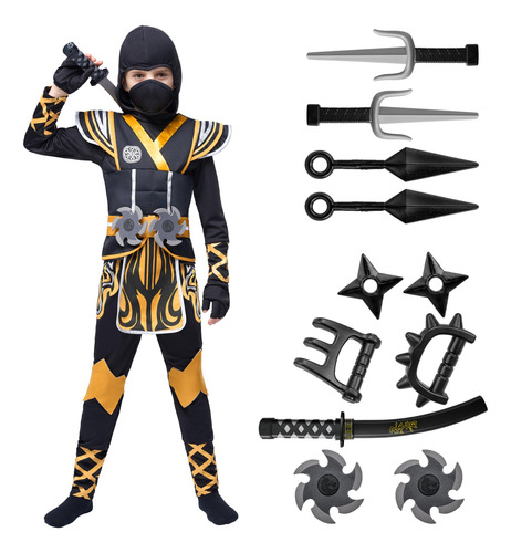 Disfraz De Ninja Dorado Para Niños, Disfraz De Ninja