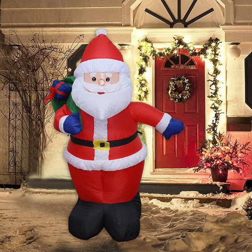 . Decoración Navideña Inflable De Papá Noel Con Luz Led