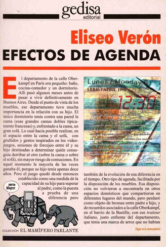 Efectos de agenda, de Verón, Eliseo. Serie Mamífero Parlante Editorial Gedisa en español, 1999