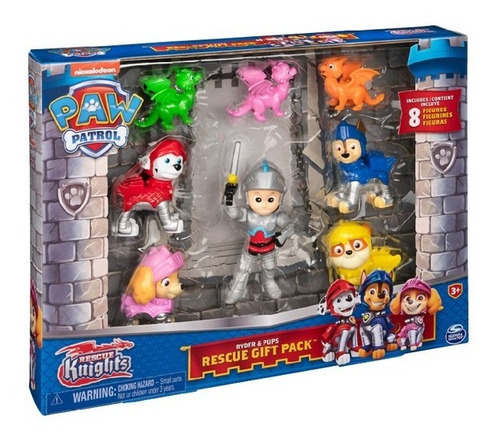 Paw Patrol Rescue Knights Set Muñeco Ryder + 8 Figuras Ed