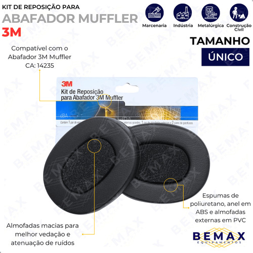 Kit De Reposição Protetor Auricular Abafador Pomp Muffler 3m