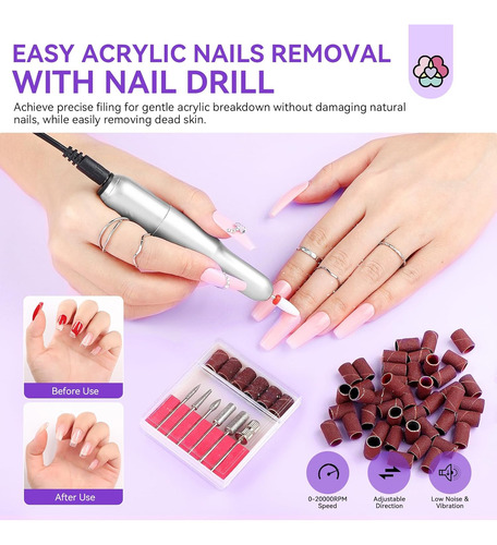 Saviland Kit De Uñas Acrílicas Con Taladro: Kit Profesional