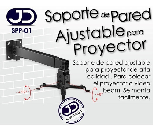Imagen 2 de 8 de Soporte Video Beam Proyector Pared/techo Techgo Spp-01 Negro