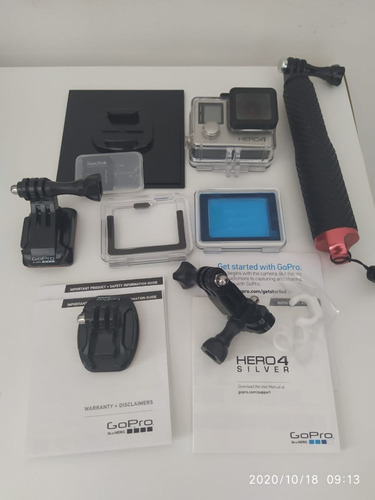 Câmera Gopro Hero 4 Silver Com Acessórios Muito Conservada