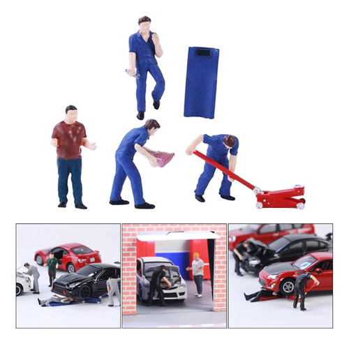 Mini Personaje Diorama Figura Auto Reparador Trabajador Azul