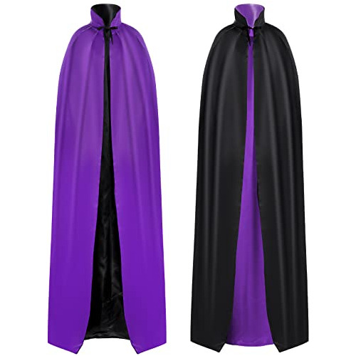 Capas Reversibles De Halloween, 4.87 Pies Unisex Satén Capa Adultos Disfraz De Cosplay Para Halloween Fiesta De Navidad