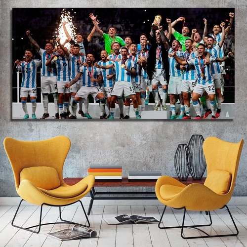 Cuadro Decorativo Futbol Argentina Campeon Equipo 120x60 Cm