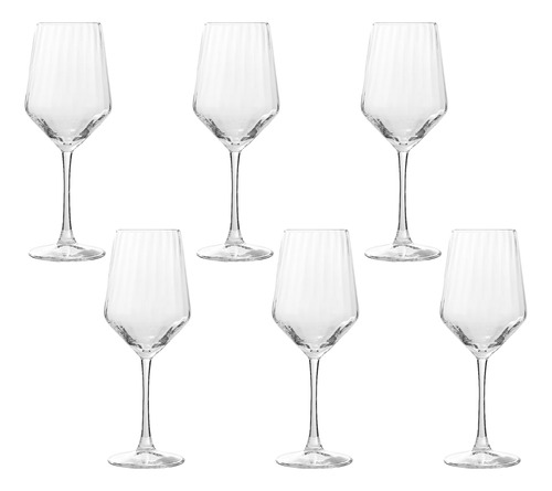 Copa Para Vino Texturizada De Vidrio 510 Ml 6 Pzs Elegante