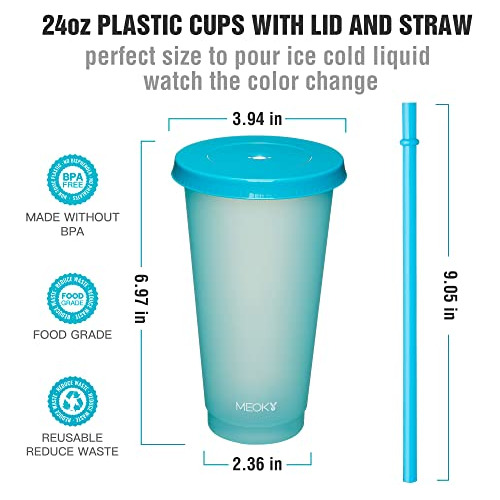 12pack Plastic Cups With Lids And Straws 24oz Reusable ...