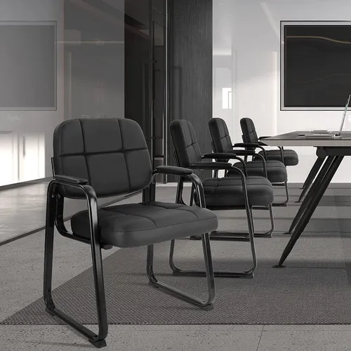Silla De Invitados De Sala De Espera Con Reposabrazos Negro