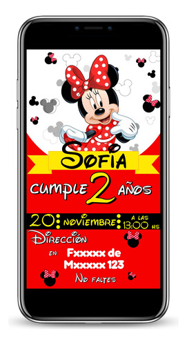 Tarjeta Invitación Digital Cumpleaños Minnie