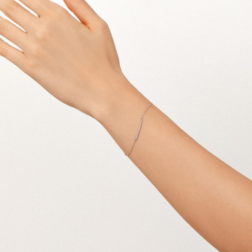 Pulseira Em Ouro Branco Com Diamante