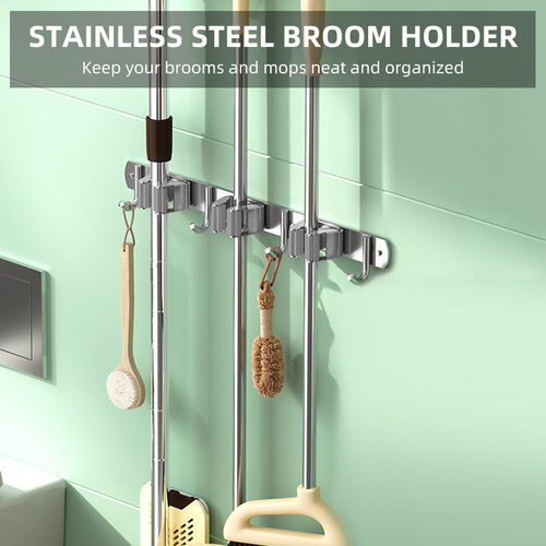 Soporte Escobas Pared Acero Inoxidable.pzs