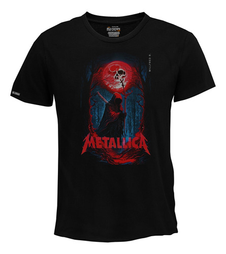 Camiseta Hombre Metallica Banda Rock Metal Letras Rojas Bto