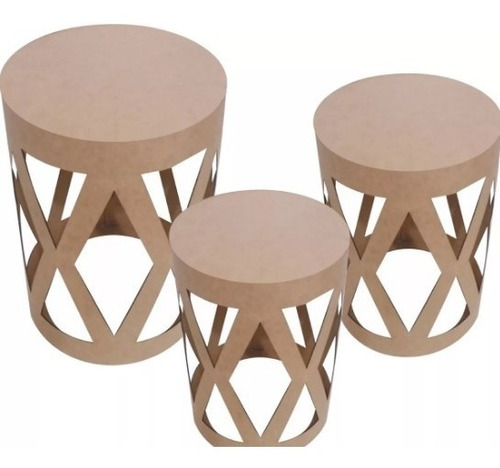 Trio Mesa Mezanino Cubos Provençal Mdf Decoração Festa