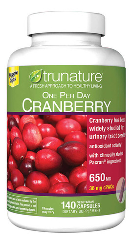 Trunature Cranberry 650 Mg 140 Caps - Trato Urinario Imp Eua