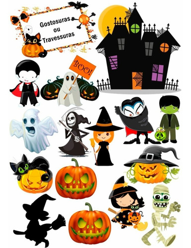 Imagem 2 de 3 de 100 Tags, Topper, Apliques Para Festas - Halloween Mod. 04