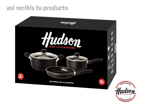 Batería De Cocina Hudson 5 Piezas Antiadherente Aluminio