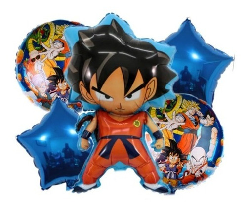 Set 5 Globos Dragon Ball Goku 60cm 3d+4metalizados 45cm