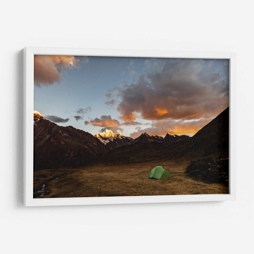 Cuadro Enmarcado Blanco Camping En Los Andes 75x50