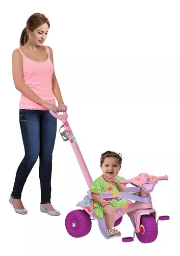 Triciclo Motoca Infantil Passeio Velocípede Haste Empurrador