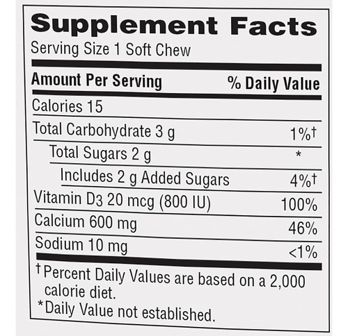 Suplemento Caltrate Soft Chews 600 Mg De Cálcio + D3 60 Unid