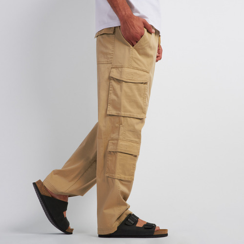 Pantalón Hombre Kevingston Cargo Bower Liso Camel Gastado