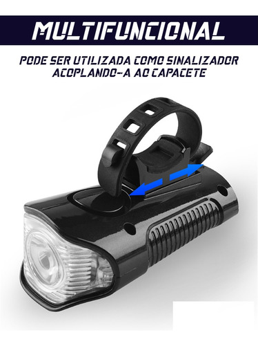 Velocímetro Com Farol E Buzina De Bicicleta Ciclo Computador Cor Preto