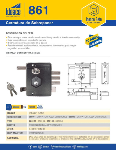 Imagen 2 de 2 de Chapa 861 Fortaleza Ideace