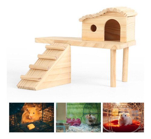 Plataforma Hamster Com Escada Cabana Casa De Estilo B