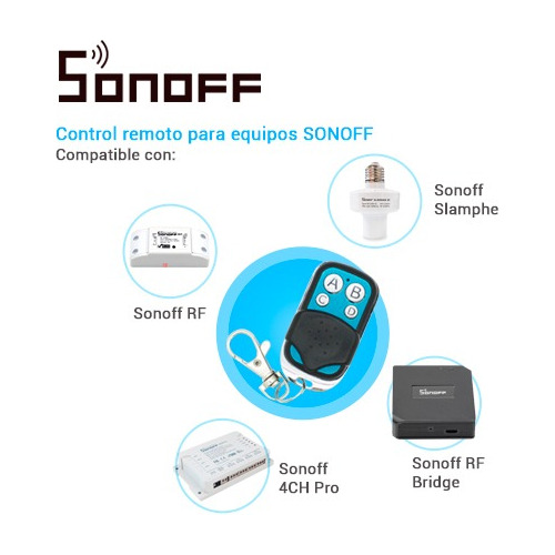 Control Remoto Rf Sonoff 4 Botones Tapa Deslizable 20 Metros
