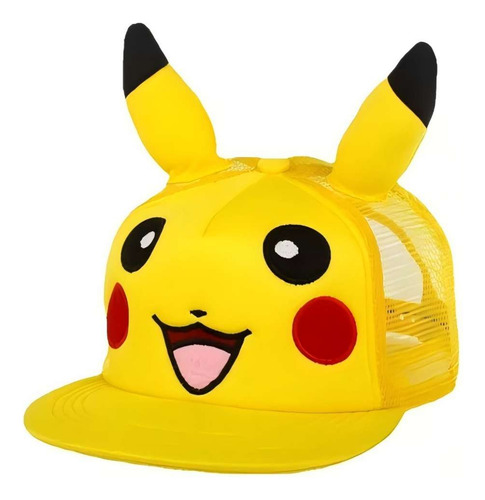 For Gorra Pikachu Amarillo Plana Pokemon Ajustable