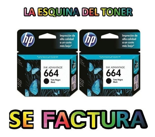 Kit 2 Cartuchos Hp 664 F6v29al Negro Original Factura 2135