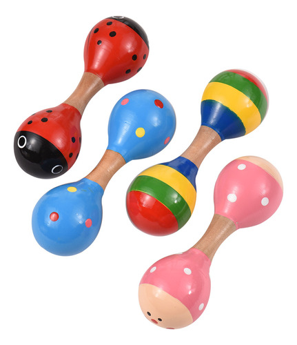 Maracas De Madera 4pcs Mini Shaker Sonajeros Bebé Juguetes M