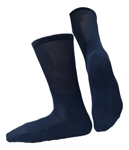 Media Algodon Para Diabético Pack X3- Calidad Y Cuidado Blanco/azul/negro Algodón 40-45