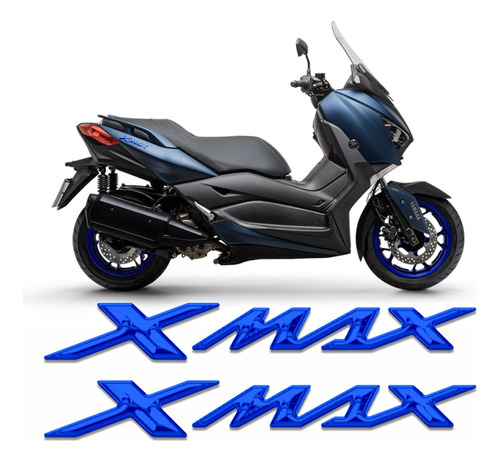 Par Adesivo Emblema Scooter Yamaha Xmax 2023 Moto Azul