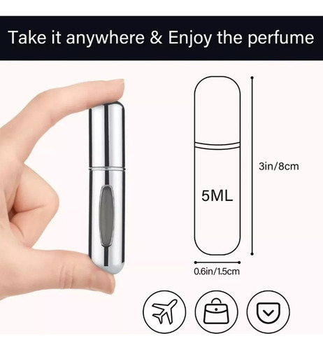 Mini Botella De Perfume Recargable, 5 Ml, Soporte Para Perfu